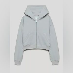 Tna Cozy Fleece Boyfriend Boxy Zip-Up Hoodie in faded wolf grey